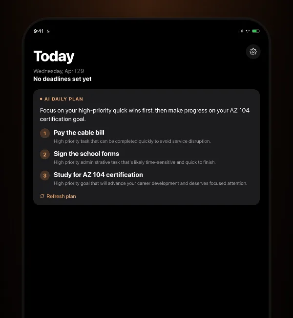 Sukima Today screen, wake up, today's planned